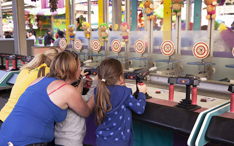 Mom and kids at arcade