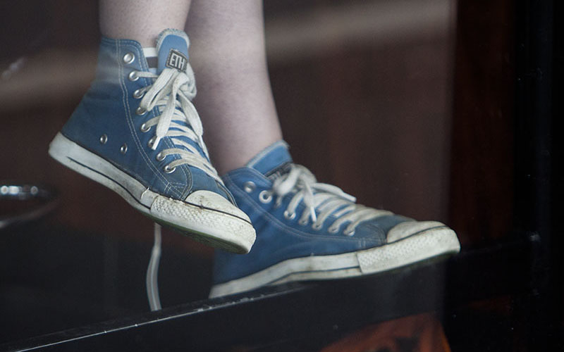 Girls blue running shoes